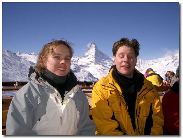 Therése, Matterhorn och Tomas vid Fluhalp